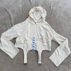 Akira corset style hoodie long sleeve pullover sweater size large nwt